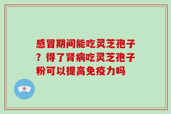 感冒期间能吃灵芝孢子?得了肾病吃灵芝孢子粉可以提高免疫力吗-第1张图片-破壁灵芝孢子粉研究指南 感冒期间能吃灵芝孢子?得了肾病吃灵芝孢子粉可以提高免疫力吗-第1张图片-破壁灵芝孢子粉研究指南