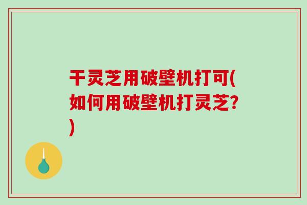 干灵芝用破壁机打可(如何用破壁机打灵芝?)-第1张图片-破壁灵芝孢子粉研究指南 干灵芝用破壁机打可(如何用破壁机打灵芝?)-第1张图片-破壁灵芝孢子粉研究指南