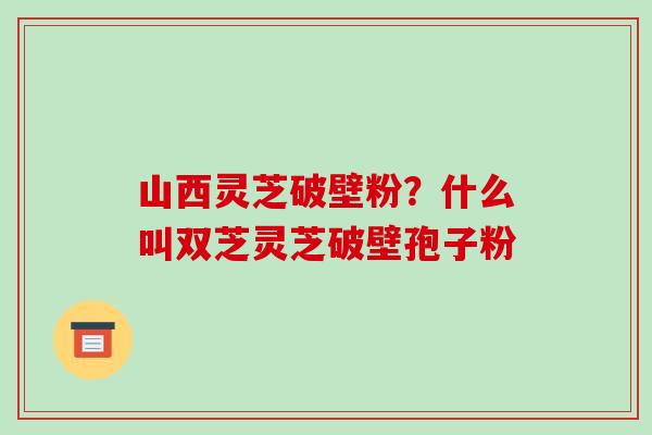 山西灵芝破壁粉?什么叫双芝灵芝破壁孢子粉-第1张图片-破壁灵芝孢子粉研究指南 山西灵芝破壁粉?什么叫双芝灵芝破壁孢子粉-第1张图片-破壁灵芝孢子粉研究指南