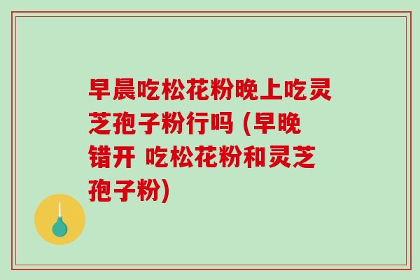 早晨吃松花粉晚上吃灵芝孢子粉行吗 (早晚错开 吃松花粉和灵芝孢子粉)-第1张图片-破壁灵芝孢子粉研究指南 早晨吃松花粉晚上吃灵芝孢子粉行吗 (早晚错开 吃松花粉和灵芝孢子粉)-第1张图片-破壁灵芝孢子粉研究指南