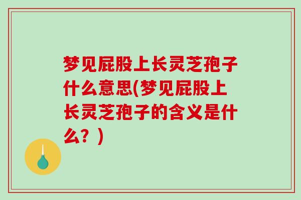 梦见屁股上长灵芝孢子什么意思(梦见屁股上长灵芝孢子的含义是什么?)-第1张图片-破壁灵芝孢子粉研究指南 梦见屁股上长灵芝孢子什么意思(梦见屁股上长灵芝孢子的含义是什么?)-第1张图片-破壁灵芝孢子粉研究指南