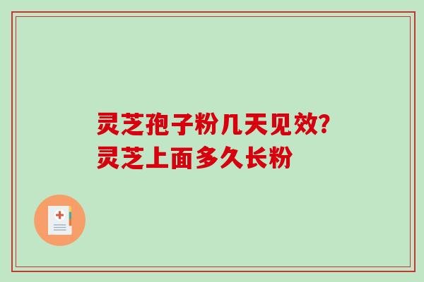 灵芝孢子粉几天见效?灵芝上面多久长粉-第1张图片-破壁灵芝孢子粉研究指南 灵芝孢子粉几天见效?灵芝上面多久长粉-第1张图片-破壁灵芝孢子粉研究指南