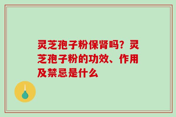灵芝孢子粉保肾吗?灵芝孢子粉的功效、作用及禁忌是什么-第1张图片-破壁灵芝孢子粉研究指南 灵芝孢子粉保肾吗?灵芝孢子粉的功效、作用及禁忌是什么-第1张图片-破壁灵芝孢子粉研究指南