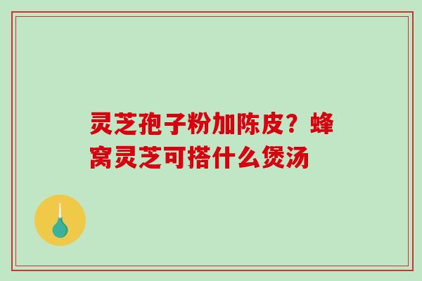 灵芝孢子粉加陈皮？蜂窝灵芝可搭什么煲汤-第1张图片-破壁灵芝孢子粉研究指南