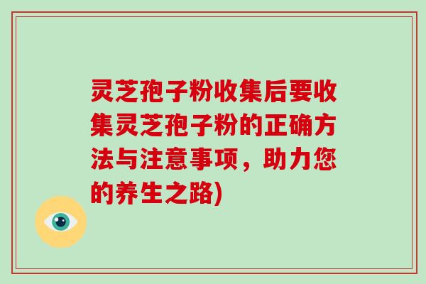 灵芝孢子粉收集后要收集灵芝孢子粉的正确方法与注意事项,助力您的养生之路)-第1张图片-破壁灵芝孢子粉研究指南 灵芝孢子粉收集后要收集灵芝孢子粉的正确方法与注意事项,助力您的养生之路)-第1张图片-破壁灵芝孢子粉研究指南