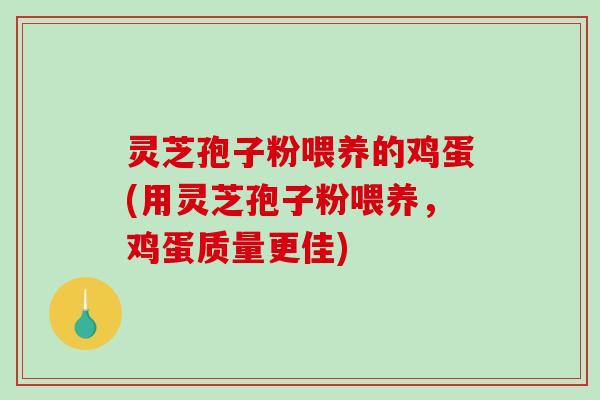 灵芝孢子粉喂养的鸡蛋(用灵芝孢子粉喂养,鸡蛋质量更佳)-第1张图片-破壁灵芝孢子粉研究指南 灵芝孢子粉喂养的鸡蛋(用灵芝孢子粉喂养,鸡蛋质量更佳)-第1张图片-破壁灵芝孢子粉研究指南