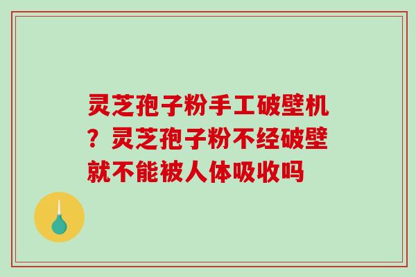 灵芝孢子粉手工破壁机?灵芝孢子粉不经破壁就不能被人体吸收吗-第1张图片-破壁灵芝孢子粉研究指南 灵芝孢子粉手工破壁机?灵芝孢子粉不经破壁就不能被人体吸收吗-第1张图片-破壁灵芝孢子粉研究指南
