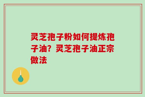 灵芝孢子粉如何提炼孢子油?灵芝孢子油正宗做法-第1张图片-破壁灵芝孢子粉研究指南 灵芝孢子粉如何提炼孢子油?灵芝孢子油正宗做法-第1张图片-破壁灵芝孢子粉研究指南