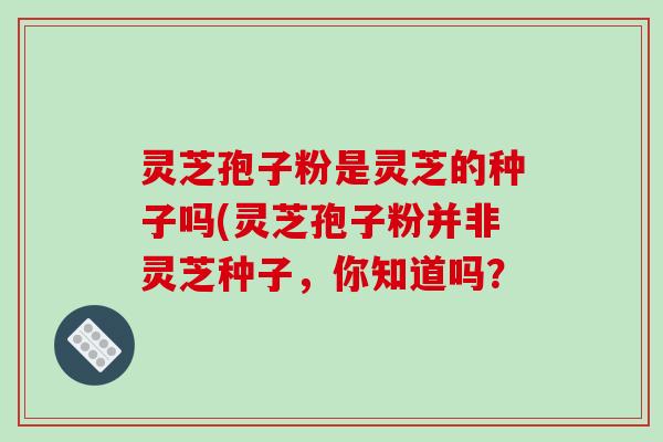 灵芝孢子粉是灵芝的种子吗(灵芝孢子粉并非灵芝种子,你知道吗?-第1张图片-破壁灵芝孢子粉研究指南 灵芝孢子粉是灵芝的种子吗(灵芝孢子粉并非灵芝种子,你知道吗?-第1张图片-破壁灵芝孢子粉研究指南