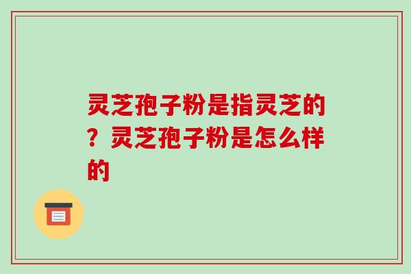 灵芝孢子粉是指灵芝的?灵芝孢子粉是怎么样的-第1张图片-破壁灵芝孢子粉研究指南 灵芝孢子粉是指灵芝的?灵芝孢子粉是怎么样的-第1张图片-破壁灵芝孢子粉研究指南