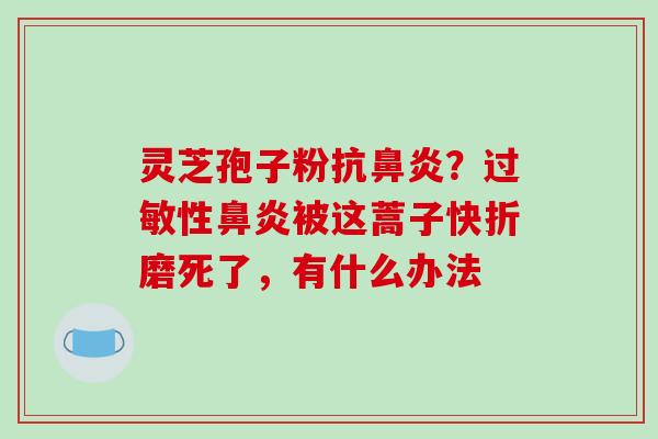 灵芝孢子粉抗鼻炎?过敏性鼻炎被这蒿子快折磨死了,有什么办法-第1张图片-破壁灵芝孢子粉研究指南 灵芝孢子粉抗鼻炎?过敏性鼻炎被这蒿子快折磨死了,有什么办法-第1张图片-破壁灵芝孢子粉研究指南