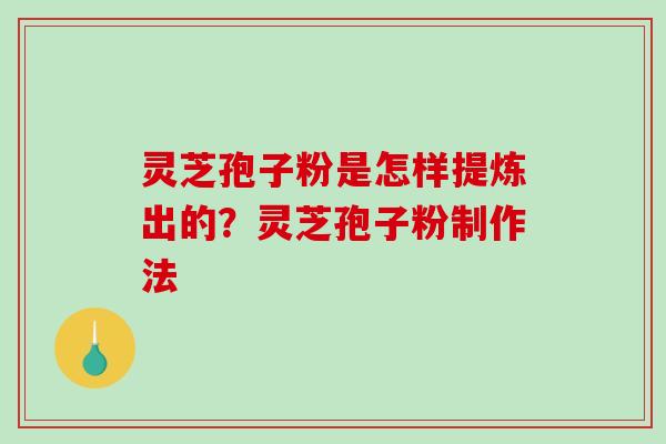 灵芝孢子粉是怎样提炼出的?灵芝孢子粉制作法-第1张图片-破壁灵芝孢子粉研究指南 灵芝孢子粉是怎样提炼出的?灵芝孢子粉制作法-第1张图片-破壁灵芝孢子粉研究指南
