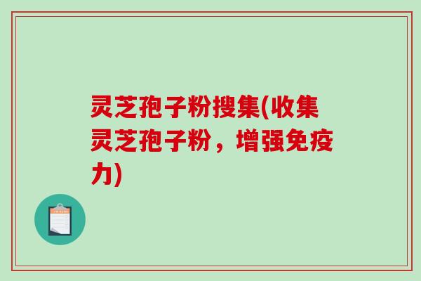 灵芝孢子粉搜集(收集灵芝孢子粉，增强免疫力)-第1张图片-破壁灵芝孢子粉研究指南