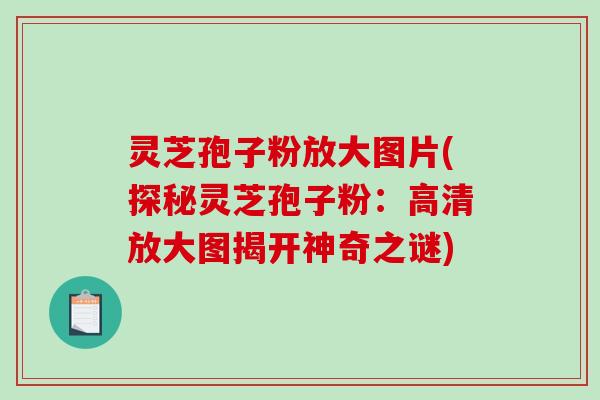 灵芝孢子粉放大图片(探秘灵芝孢子粉：高清放大图揭开神奇之谜)-第1张图片-破壁灵芝孢子粉研究指南
