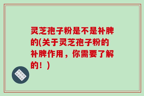 灵芝孢子粉是不是补脾的(关于灵芝孢子粉的补脾作用,你需要了解的!)-第1张图片-破壁灵芝孢子粉研究指南 灵芝孢子粉是不是补脾的(关于灵芝孢子粉的补脾作用,你需要了解的!)-第1张图片-破壁灵芝孢子粉研究指南