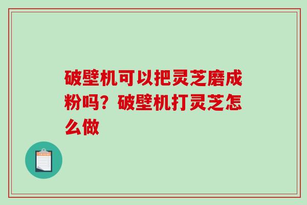 破壁机可以把灵芝磨成粉吗？破壁机打灵芝怎么做-第1张图片-破壁灵芝孢子粉研究指南