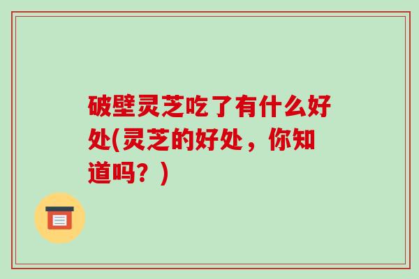 破壁灵芝吃了有什么好处(灵芝的好处,你知道吗?)-第1张图片-破壁灵芝孢子粉研究指南 破壁灵芝吃了有什么好处(灵芝的好处,你知道吗?)-第1张图片-破壁灵芝孢子粉研究指南
