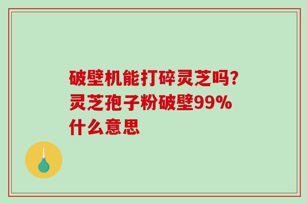 破壁机能打碎灵芝吗？灵芝孢子粉破壁99%什么意思-第1张图片-破壁灵芝孢子粉研究指南