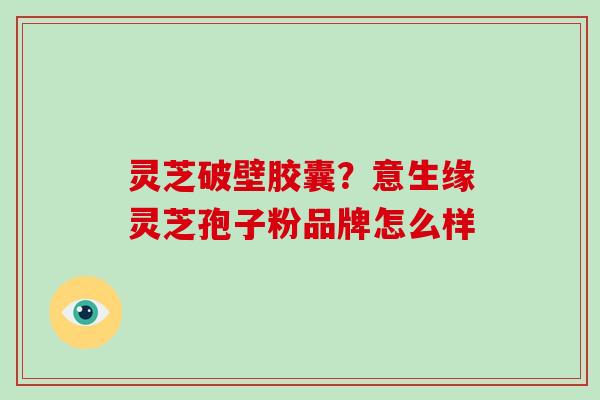 灵芝破壁胶囊?意生缘灵芝孢子粉品牌怎么样-第1张图片-破壁灵芝孢子粉研究指南 灵芝破壁胶囊?意生缘灵芝孢子粉品牌怎么样-第1张图片-破壁灵芝孢子粉研究指南