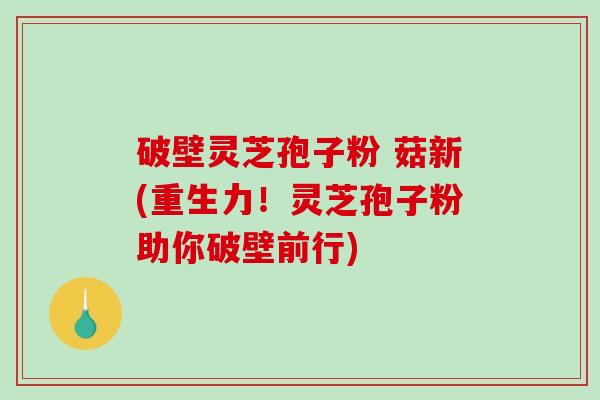 破壁灵芝孢子粉 菇新(重生力!灵芝孢子粉助你破壁前行)-第1张图片-破壁灵芝孢子粉研究指南 破壁灵芝孢子粉 菇新(重生力!灵芝孢子粉助你破壁前行)-第1张图片-破壁灵芝孢子粉研究指南