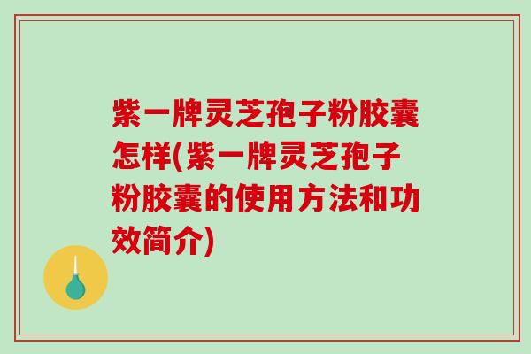 紫一牌灵芝孢子粉胶囊怎样(紫一牌灵芝孢子粉胶囊的使用方法和功效简介)-第1张图片-破壁灵芝孢子粉研究指南 紫一牌灵芝孢子粉胶囊怎样(紫一牌灵芝孢子粉胶囊的使用方法和功效简介)-第1张图片-破壁灵芝孢子粉研究指南