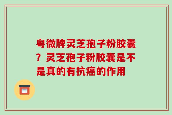 粤微牌灵芝孢子粉胶囊?灵芝孢子粉胶囊是不是真的有抗癌的作用-第1张图片-破壁灵芝孢子粉研究指南 粤微牌灵芝孢子粉胶囊?灵芝孢子粉胶囊是不是真的有抗癌的作用-第1张图片-破壁灵芝孢子粉研究指南