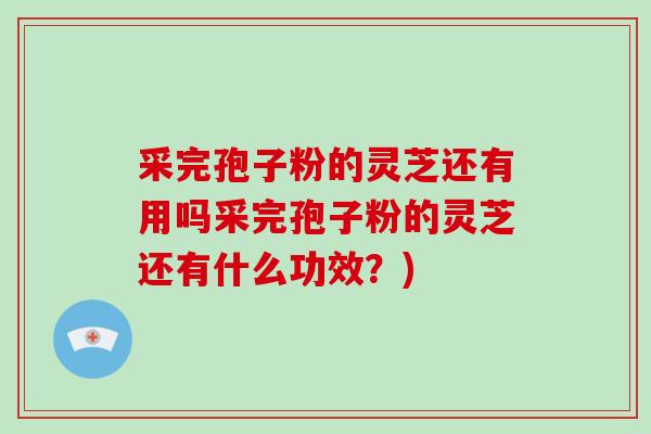 采完孢子粉的灵芝还有用吗采完孢子粉的灵芝还有什么功效？)-第1张图片-破壁灵芝孢子粉研究指南