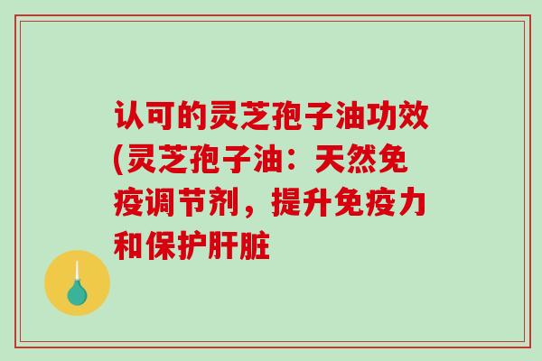 认可的灵芝孢子油功效(灵芝孢子油：天然免疫调节剂，提升免疫力和保护肝脏-第1张图片-破壁灵芝孢子粉研究指南