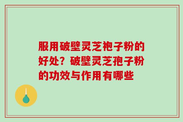 服用破壁灵芝袍子粉的好处？破壁灵芝孢子粉的功效与作用有哪些-第1张图片-破壁灵芝孢子粉研究指南