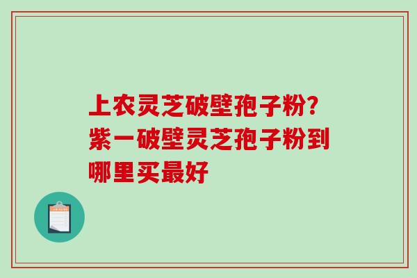 上农灵芝破壁孢子粉?紫一破壁灵芝孢子粉到哪里买最好-第1张图片-破壁灵芝孢子粉研究指南 上农灵芝破壁孢子粉?紫一破壁灵芝孢子粉到哪里买最好-第1张图片-破壁灵芝孢子粉研究指南