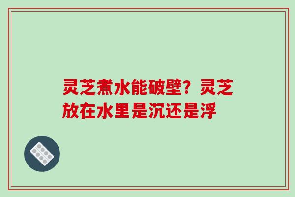 灵芝煮水能破壁？灵芝放在水里是沉还是浮-第1张图片-破壁灵芝孢子粉研究指南