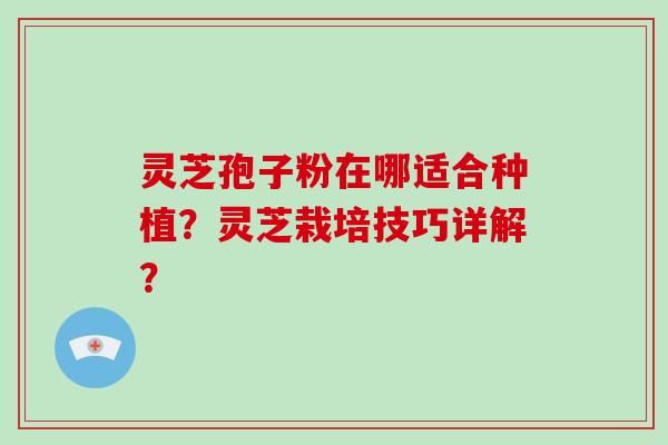 灵芝孢子粉在哪适合种植?灵芝栽培技巧详解?-第1张图片-破壁灵芝孢子粉研究指南 灵芝孢子粉在哪适合种植?灵芝栽培技巧详解?-第1张图片-破壁灵芝孢子粉研究指南