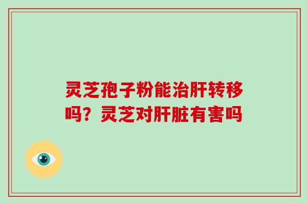 灵芝孢子粉能治肝转移吗?灵芝对肝脏有害吗-第1张图片-破壁灵芝孢子粉研究指南 灵芝孢子粉能治肝转移吗?灵芝对肝脏有害吗-第1张图片-破壁灵芝孢子粉研究指南