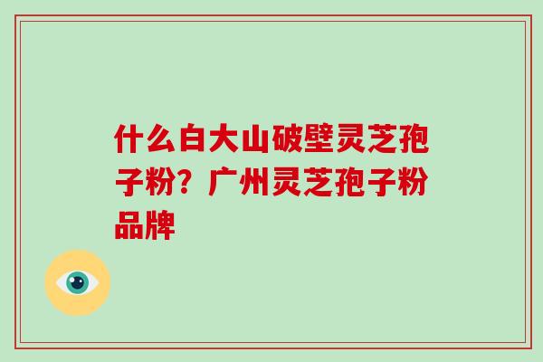 什么白大山破壁灵芝孢子粉?广州灵芝孢子粉品牌-第1张图片-破壁灵芝孢子粉研究指南 什么白大山破壁灵芝孢子粉?广州灵芝孢子粉品牌-第1张图片-破壁灵芝孢子粉研究指南
