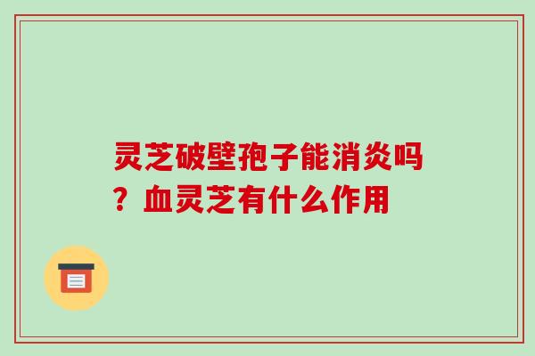 灵芝破壁孢子能消炎吗?血灵芝有什么作用-第1张图片-破壁灵芝孢子粉研究指南 灵芝破壁孢子能消炎吗?血灵芝有什么作用-第1张图片-破壁灵芝孢子粉研究指南