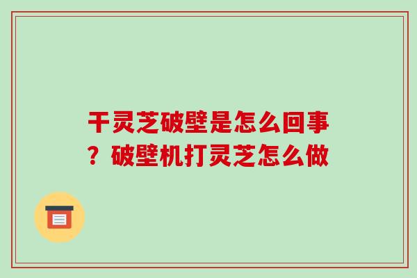 干灵芝破壁是怎么回事?破壁机打灵芝怎么做-第1张图片-破壁灵芝孢子粉研究指南 干灵芝破壁是怎么回事?破壁机打灵芝怎么做-第1张图片-破壁灵芝孢子粉研究指南