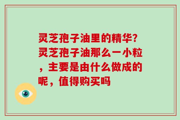 灵芝孢子油里的精华?灵芝孢子油那么一小粒,主要是由什么做成的呢,值得购买吗-第1张图片-破壁灵芝孢子粉研究指南 灵芝孢子油里的精华?灵芝孢子油那么一小粒,主要是由什么做成的呢,值得购买吗-第1张图片-破壁灵芝孢子粉研究指南