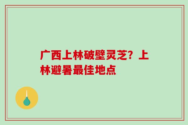 广西上林破壁灵芝？上林避暑最佳地点-第1张图片-破壁灵芝孢子粉研究指南