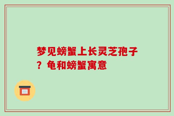 梦见螃蟹上长灵芝孢子?龟和螃蟹寓意-第1张图片-破壁灵芝孢子粉研究指南 梦见螃蟹上长灵芝孢子?龟和螃蟹寓意-第1张图片-破壁灵芝孢子粉研究指南