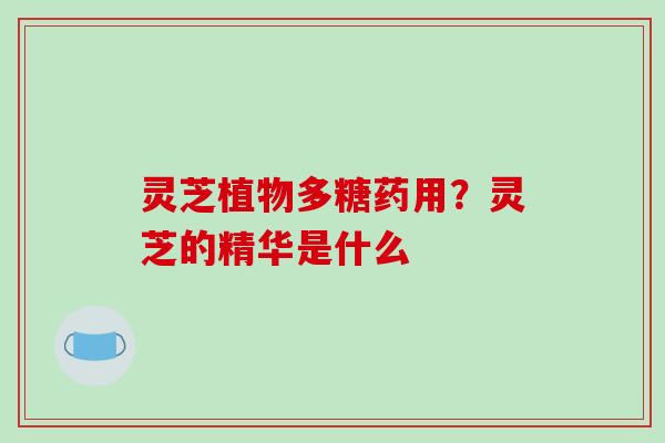 灵芝植物多糖药用?灵芝的精华是什么-第1张图片-破壁灵芝孢子粉研究指南 灵芝植物多糖药用?灵芝的精华是什么-第1张图片-破壁灵芝孢子粉研究指南