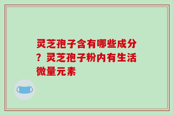 灵芝孢子含有哪些成分?灵芝孢子粉内有生活微量元素-第1张图片-破壁灵芝孢子粉研究指南 灵芝孢子含有哪些成分?灵芝孢子粉内有生活微量元素-第1张图片-破壁灵芝孢子粉研究指南