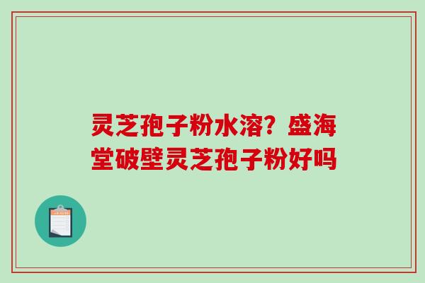 灵芝孢子粉水溶?盛海堂破壁灵芝孢子粉好吗-第1张图片-破壁灵芝孢子粉研究指南 灵芝孢子粉水溶?盛海堂破壁灵芝孢子粉好吗-第1张图片-破壁灵芝孢子粉研究指南