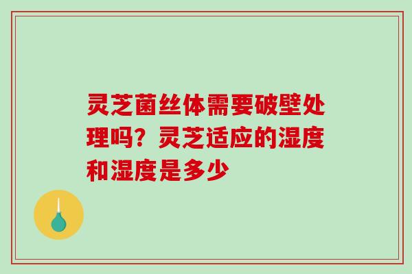 灵芝菌丝体需要破壁处理吗?灵芝适应的湿度和湿度是多少-第1张图片-破壁灵芝孢子粉研究指南 灵芝菌丝体需要破壁处理吗?灵芝适应的湿度和湿度是多少-第1张图片-破壁灵芝孢子粉研究指南