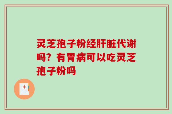 灵芝孢子粉经肝脏代谢吗?有胃病可以吃灵芝孢子粉吗-第1张图片-破壁灵芝孢子粉研究指南 灵芝孢子粉经肝脏代谢吗?有胃病可以吃灵芝孢子粉吗-第1张图片-破壁灵芝孢子粉研究指南