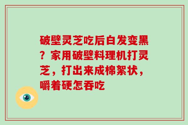 破壁灵芝吃后白发变黑？家用破壁料理机打灵芝，打出来成棉絮状，嚼着硬怎吞吃-第1张图片-破壁灵芝孢子粉研究指南