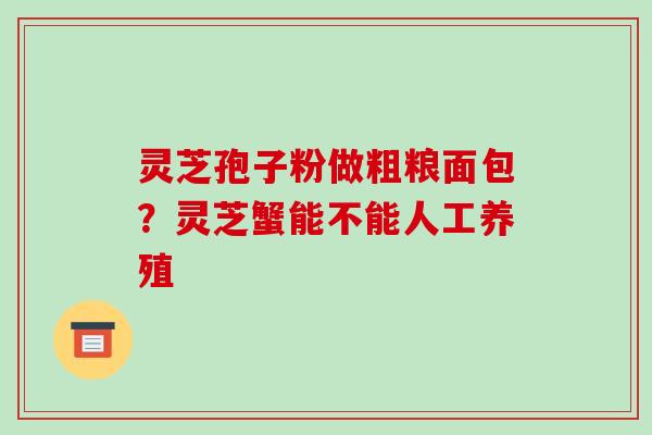 灵芝孢子粉做粗粮面包？灵芝蟹能不能人工养殖-第1张图片-破壁灵芝孢子粉研究指南
