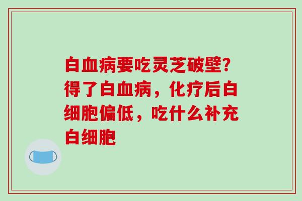 白血病要吃灵芝破壁?得了白血病,化疗后白细胞偏低,吃什么补充白细胞-第1张图片-破壁灵芝孢子粉研究指南 白血病要吃灵芝破壁?得了白血病,化疗后白细胞偏低,吃什么补充白细胞-第1张图片-破壁灵芝孢子粉研究指南