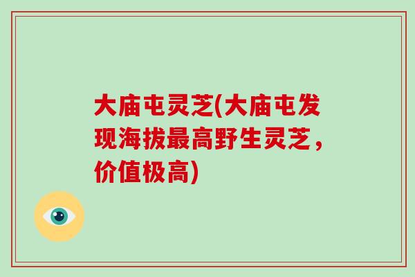 大庙屯灵芝(大庙屯发现海拔最高野生灵芝,价值极高)-第1张图片-破壁灵芝孢子粉研究指南 大庙屯灵芝(大庙屯发现海拔最高野生灵芝,价值极高)-第1张图片-破壁灵芝孢子粉研究指南