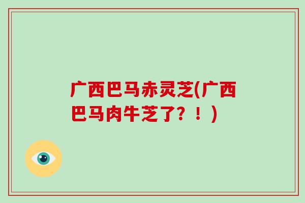 广西巴马赤灵芝(广西巴马肉牛芝了?!)-第1张图片-破壁灵芝孢子粉研究指南 广西巴马赤灵芝(广西巴马肉牛芝了?!)-第1张图片-破壁灵芝孢子粉研究指南
