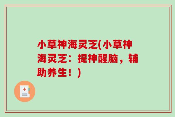 小草神海灵芝(小草神海灵芝：提神醒脑，辅助养生！)-第1张图片-破壁灵芝孢子粉研究指南